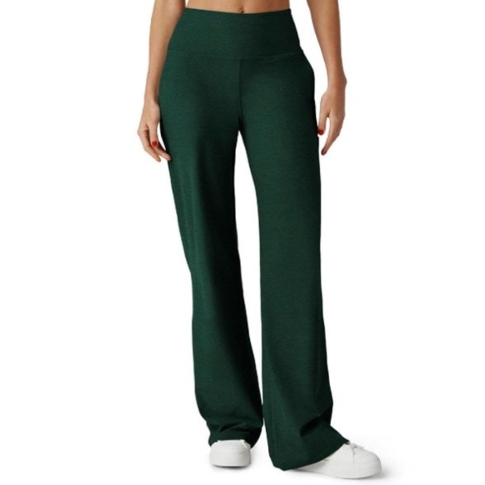 Beyond Yoga Deep Forest Green Straight Leg Knit Pants
